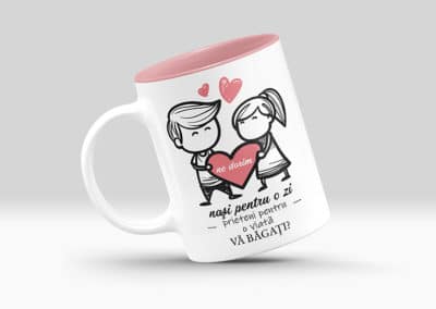 Cani Personalizate cu Interior Colorat Roz Ziua Indragostitilor-Europaper Brasov - Centru de printare