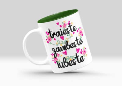 Cani Personalizate cu Interior Colorat Verde Inchis Mesaje Haioase-Europaper Brasov - Centru de printare