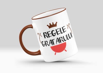 Cani Personalizate cu Buza si Maner Colorat Maro Funny -Europaper Brasov - Centru de printare