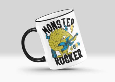 Cani Personalizate cu Buza si Maner Colorat Negru Rock -Europaper Brasov - Centru de printare