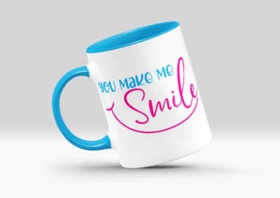 Cani Personalizate cu Interior si Maner Colorat Albastru Deschis Funny -Europaper Brasov - Centru de printare