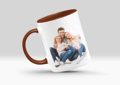 Cani Personalizate cu Interior si Maner Colorat Maro Aniversari-Europaper Brasov - Centru de printare