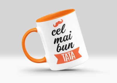 Cani Personalizate cu Interior si Maner Colorat Portocaliu Mesaje Haioase-Europaper Brasov - Centru de printare