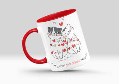 Cani Personalizate cu Interior si Maner Colorat Rosu Ziua Indragostitilor-Europaper Brasov - Centru de printare